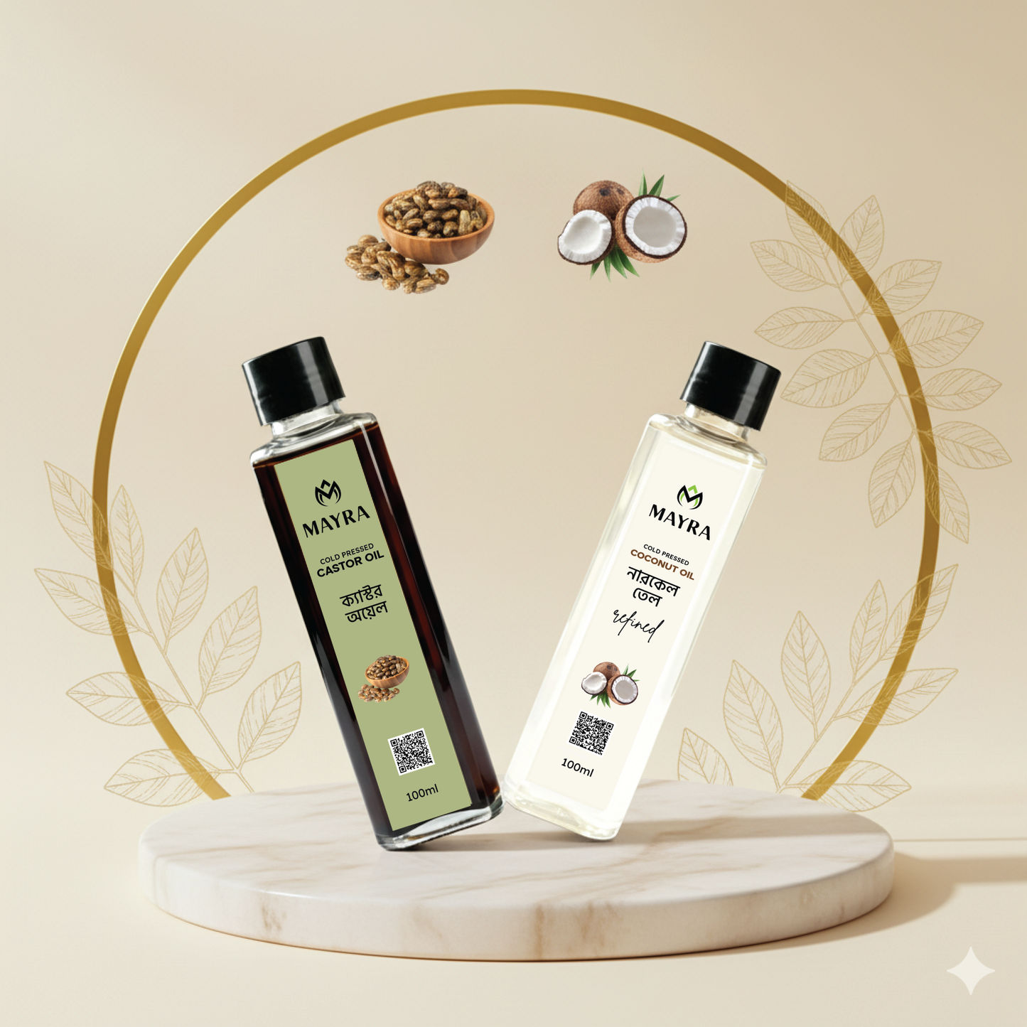 Mayra Volume Care Hair Oil Combo (2x100ml) – Coconut & Castor Oil for Hair Growth