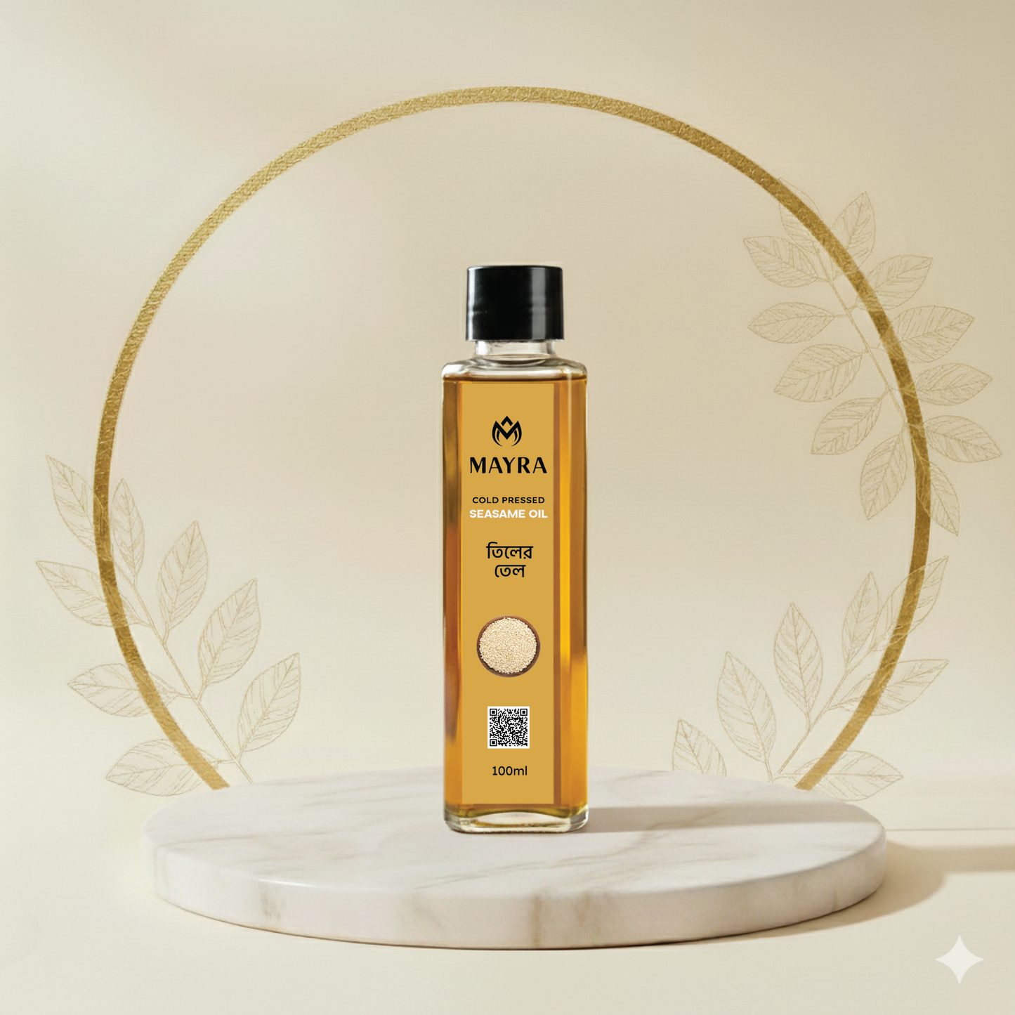 Mayra Cold Pressed Sesame Oil for Hair, তিলের তেল – Hair Fall & Dandruff Solution